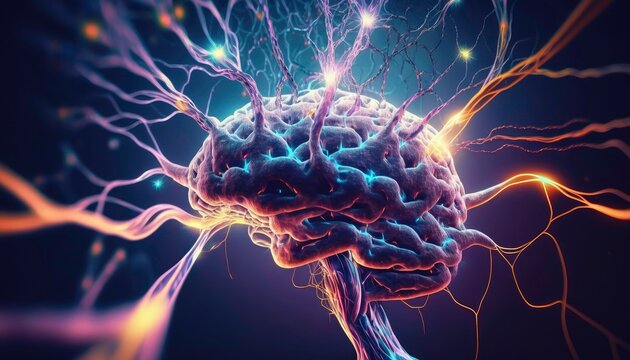 Représentation du cerveau humain et de l'activité des réseaux neuronaux